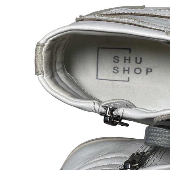 SHU SHOP Roxanne White Leather Suede Star High Top Zip Sneakers Size 7 - Picture 8 of 8